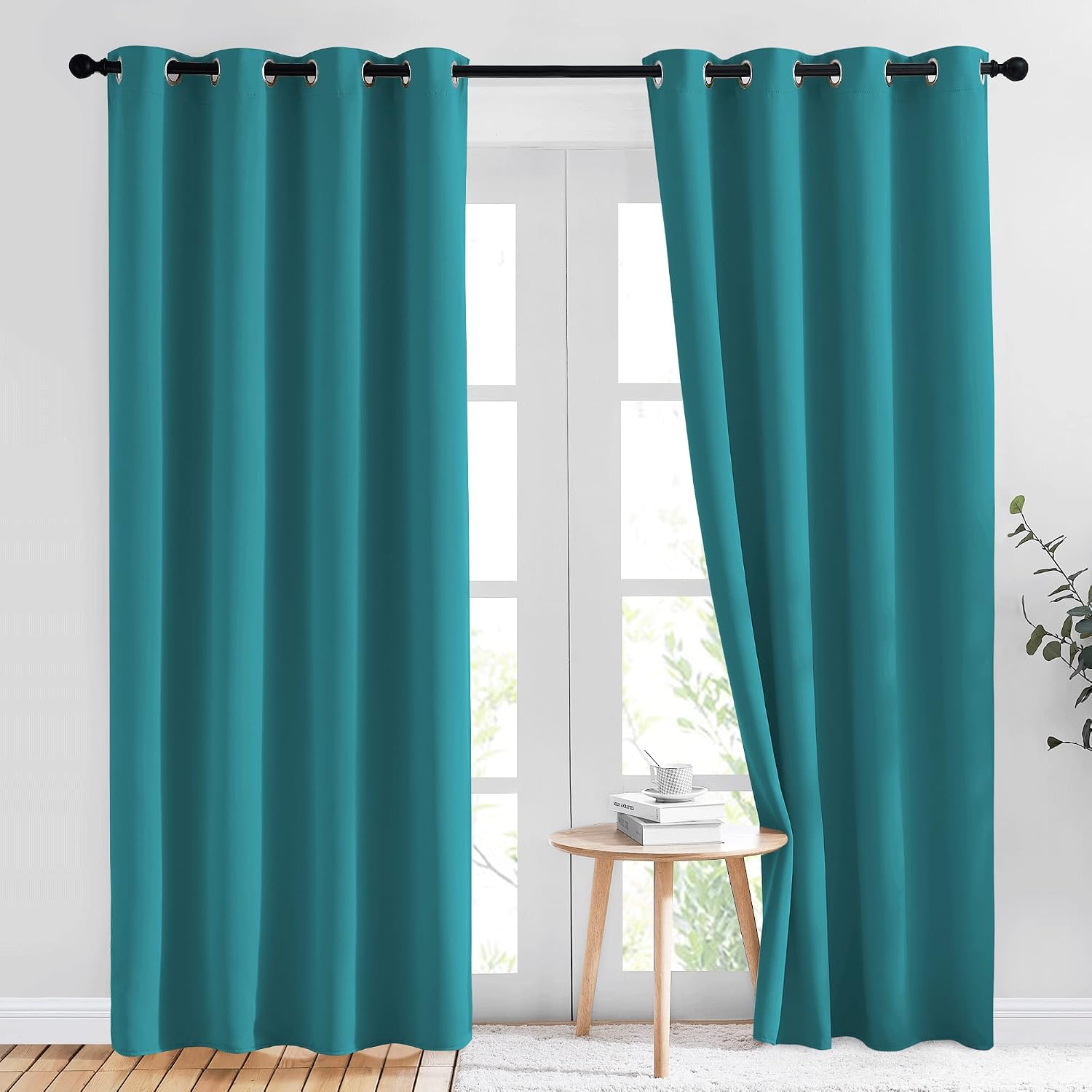 Nicetown Peacock Teal Blackout Curtains 84inch Length 2 Panels Set - Chic Thermal Insulated Grommet Room Darkening Window Drapes for Bedroo…