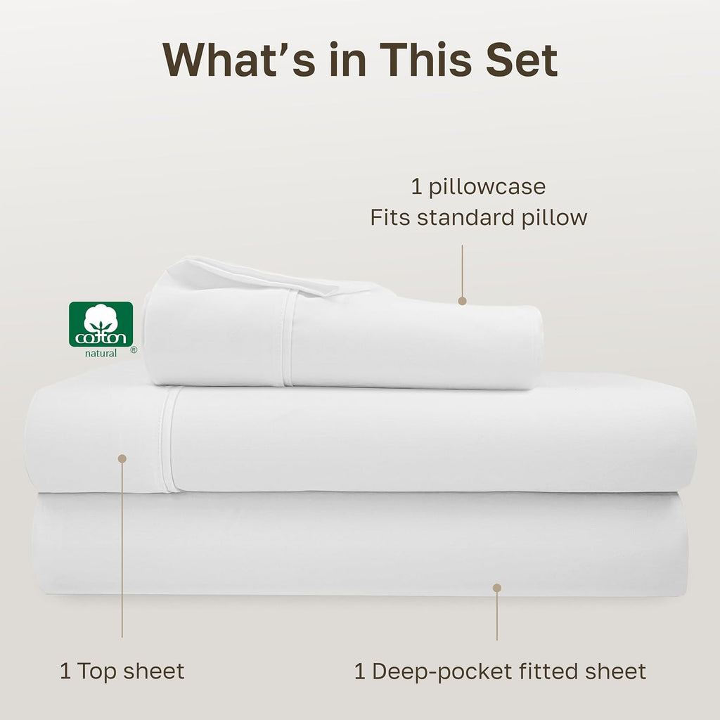 CaliforniaDesignDen California Design Den Soft 100% Cotton Twin Size Bed Sheets Set, 400 Thread Count Good Housekeeping Award Winner, Silky…