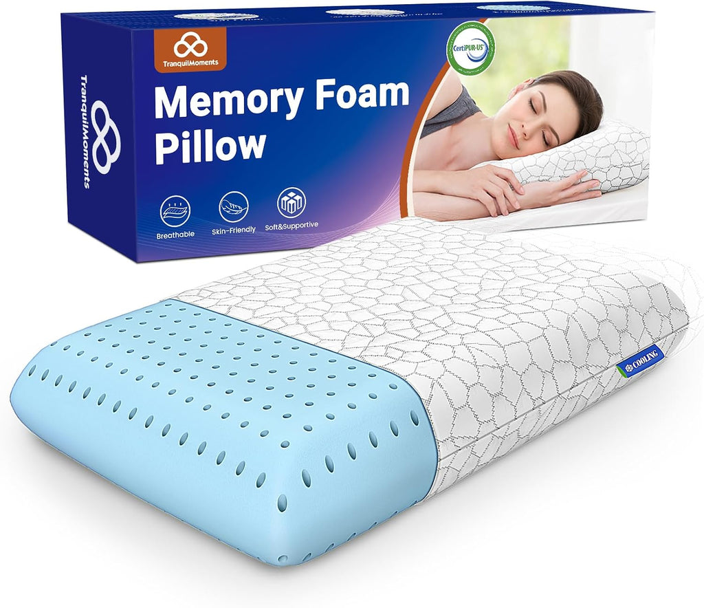 Memory Foam Pillows, Bed Pillow for Side, Back and Stomach Sleepers, Neck Pillow for Sleeping with Removable and Machine Washable Cover…