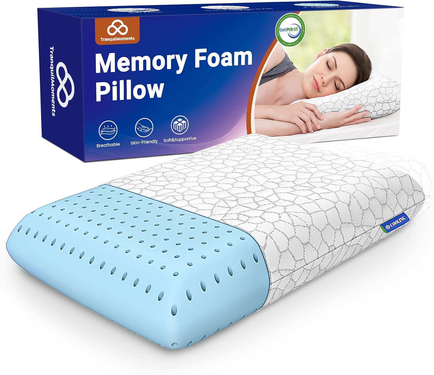 Memory Foam Pillows, Bed Pillow for Side, Back and Stomach Sleepers, Neck Pillow for Sleeping with Removable and Machine Washable Cover…