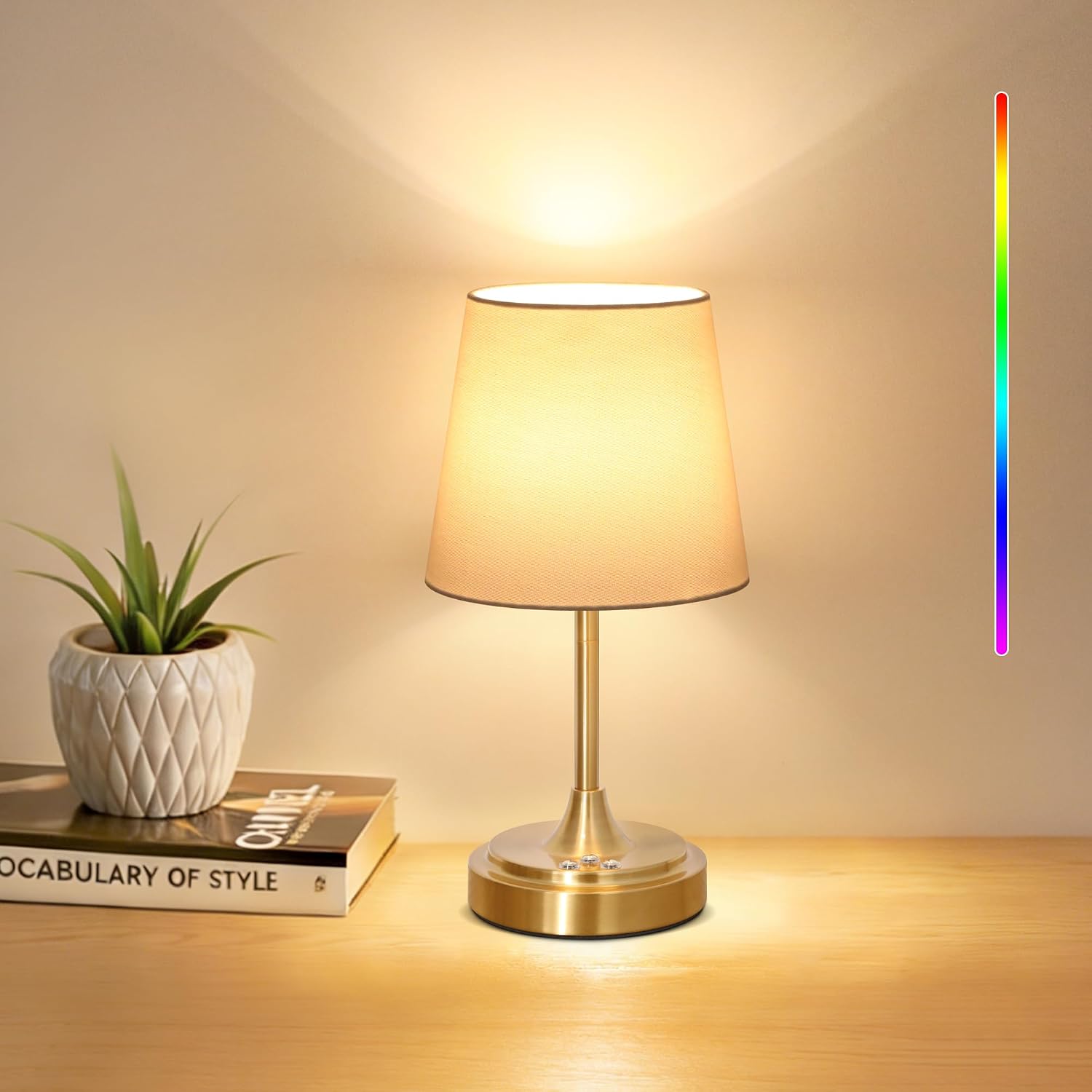 Wowag Small Cordless Table Lamp Rechargeable,5000mAh Battery Operated Desk Lamp,3 Colors & 7 RGB Stepless Dimmable, Touch Ambient Light…