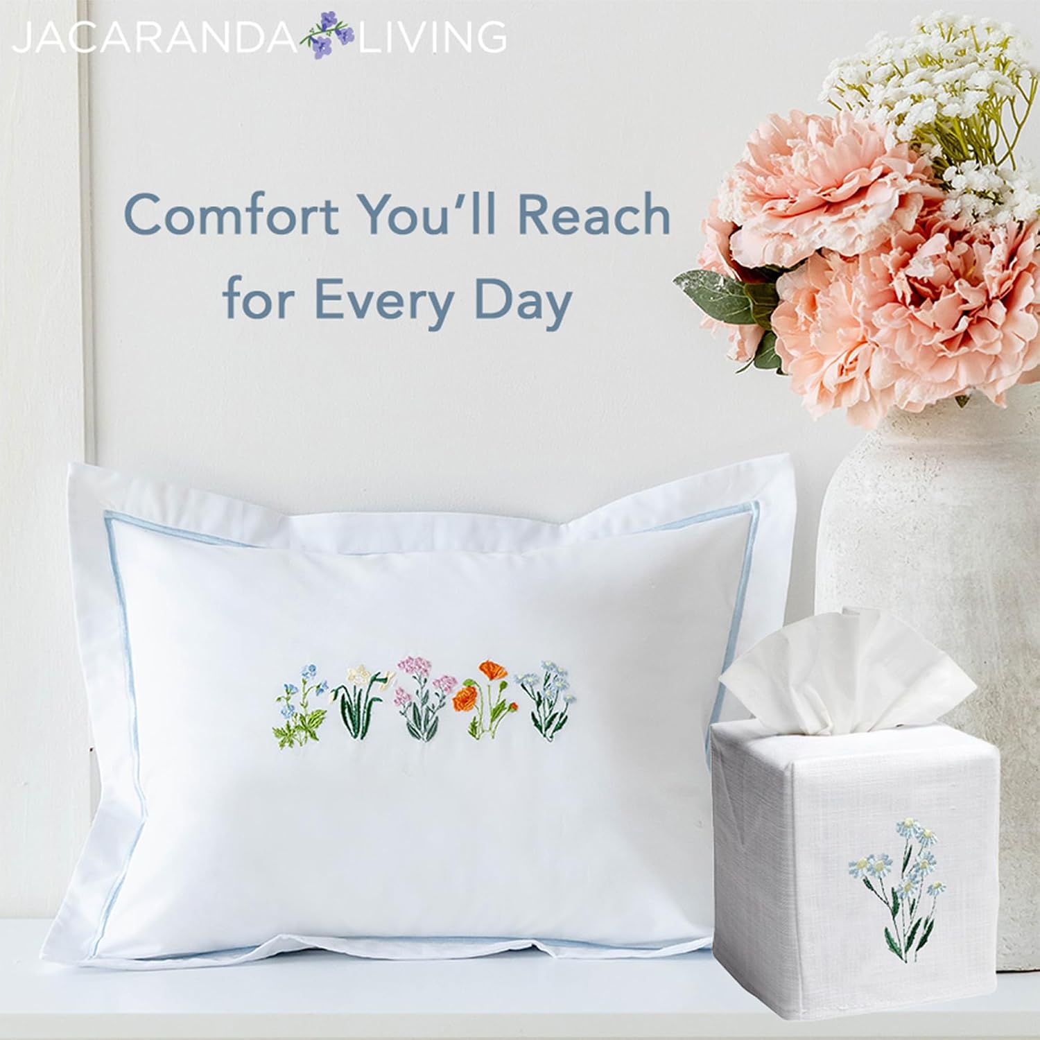 Jacaranda Living Cotton Percale Boudoir Pillow Cover, Decorative Pillow Accent for Bedroom & Living Room, Lumbar Support Pillow, Spring…