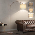 Dimmable Arc Floor Lamps for Living Room, Mid Century Floor Lamp, Antique Bronze Standing Lamp with Adjustable Hanging Shade, Tall Pole…
