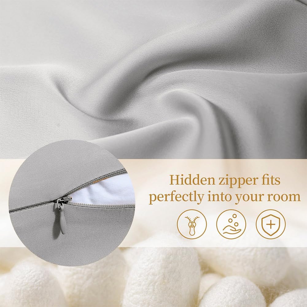 Mulberry Silk Pillowcase for Hair and Skin Queen Size 20"X 30" with Hidden Zipper, Softer Than Silk Pillow Cases Queen Smooth Cooling…