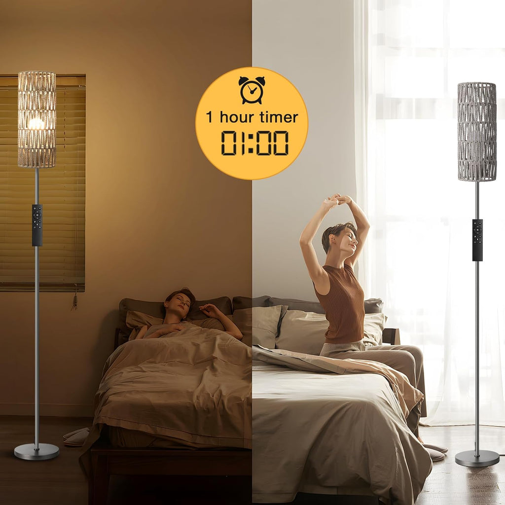 Ambimall 64'' Floor Lamps for Living Room with Remote Control and Stepless Dimmable Colors Temperature & Brightness, Boho Grey Standing…