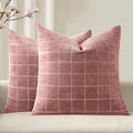 Miulee Valentines Decorative Chenille Throw Pillow Covers Vintage Plaid Couch Pillows 18x18 Inch Set of 2 Boho Farmhouse Cushion Covers Mod…