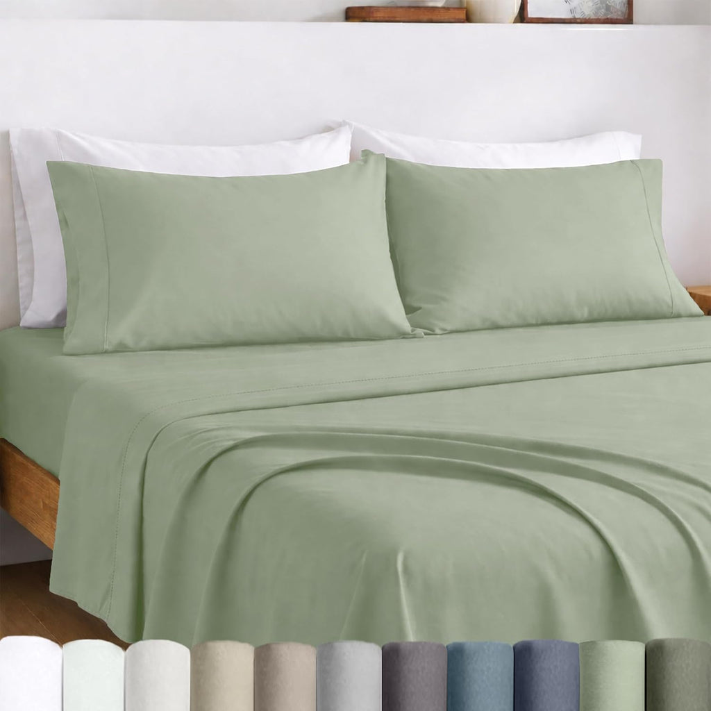 CaliforniaDesignDen California Design Den Egyptian Percale Sheets King Size Set - Certified 100% Egyptian Cotton, Lightweight Percale King…