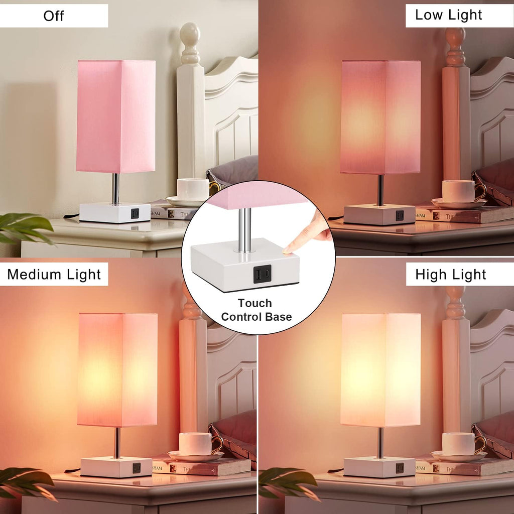 Ambimall Touch Control Table Lamp with 2 USB Charging Ports, 3 Way Touch Lamps Beside Desk, Nightstand Lamp for Bedrooms Living Room…