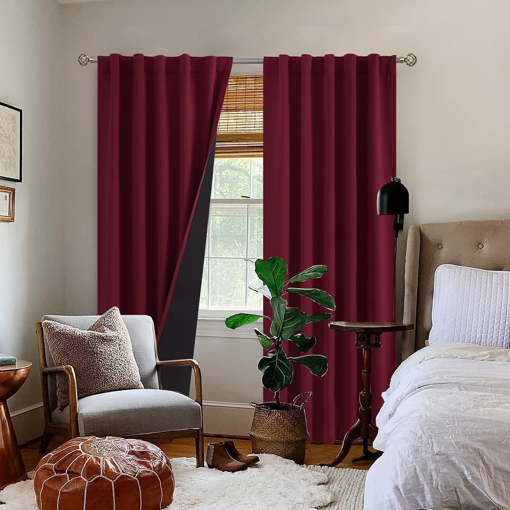 BGment Full Blackout Curtains with Heat Insulation Liner Curtains 84 Inches Long, Rod Pocket and Back Tab Double Layer Room Darkening…
