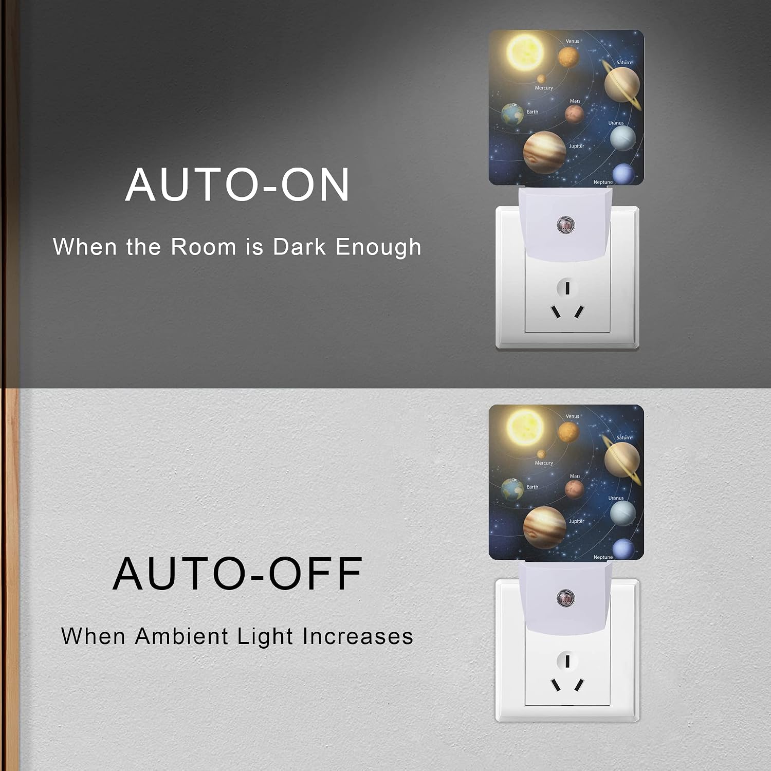 Planet Solar System Universe Galaxy Space Night Light Plug-in LED Nightlights Auto Sensor Night Lamp Dusk-to-Dawn Lamp Home Decor for…