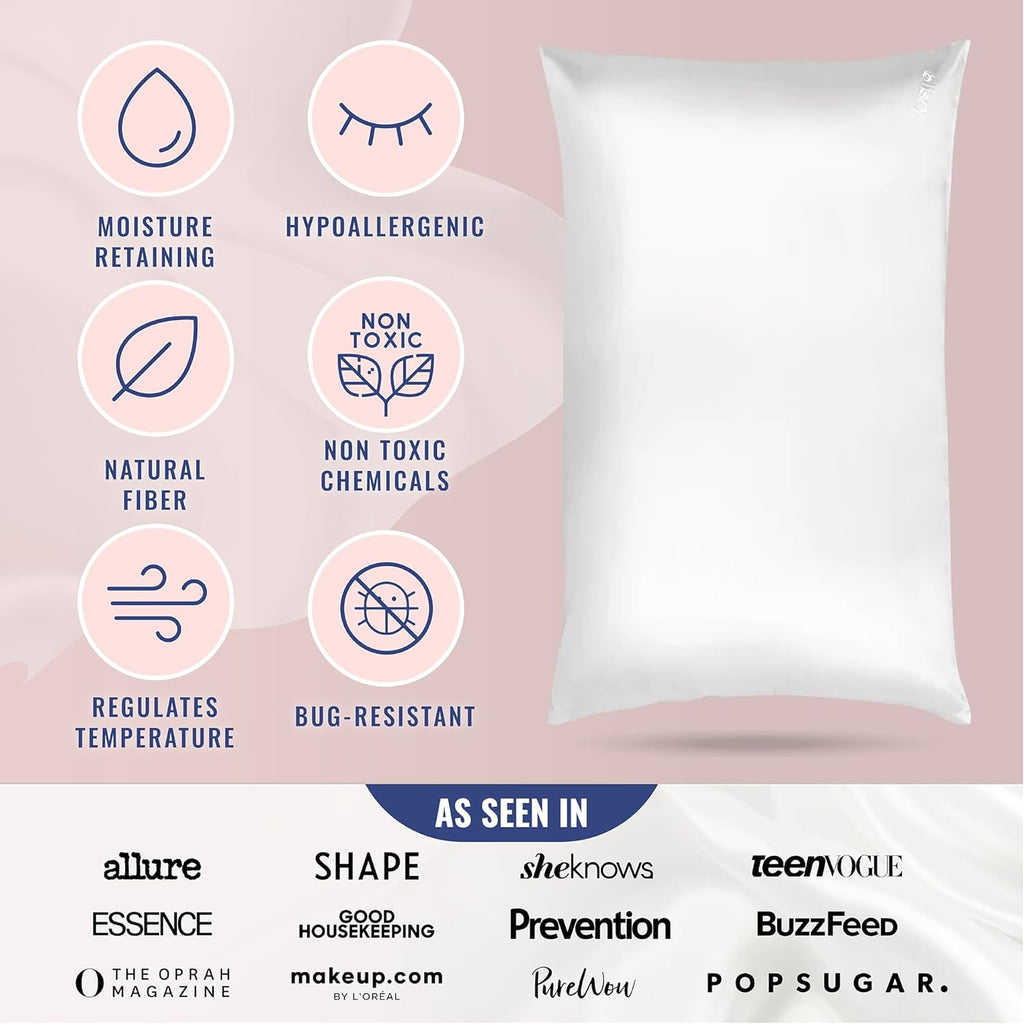 Blissy Silk Pillowcase - 100% Pure Mulberry Silk - 22 Momme 6A High-Grade Fibers - Silk Pillow Cover for Hair & Skin - Regular, Queen &…