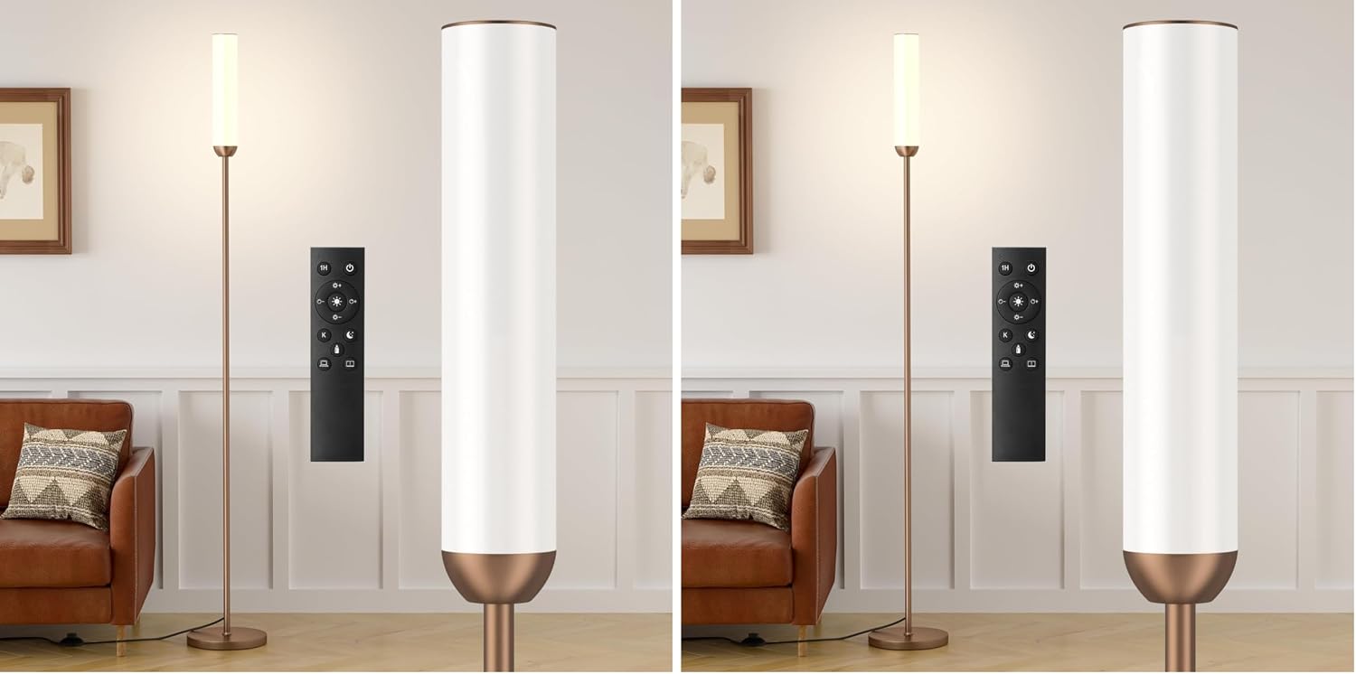 Ambimall LED Floor Lamp with Remote Control, 65" Standing lamp with Stepless Adjustable 3000K-6500K Colors & 30-100% Brightness, Foot…