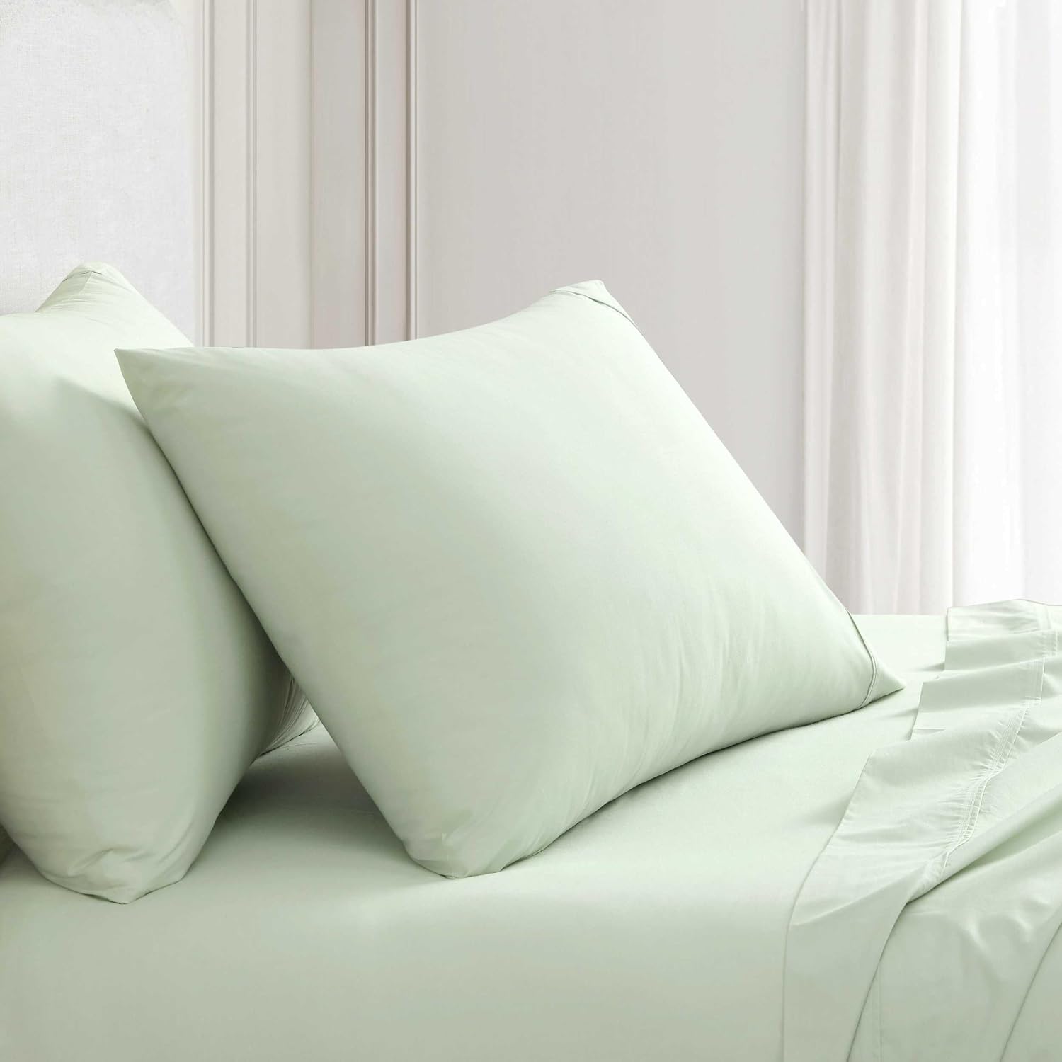 MarthaStewart Martha Stewart - Queen Size Sheets Set, Crisp & Tailored Cooling Sheets w/a Naturally Smooth Cotton Percale Lightweight Feel…