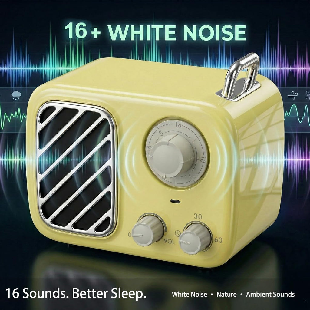 White Noise Machine with 16 Sounds, Portable Sleep Sound Machine for Baby & Adults, No Screen, Easy Knob Control, Timer & Volume…