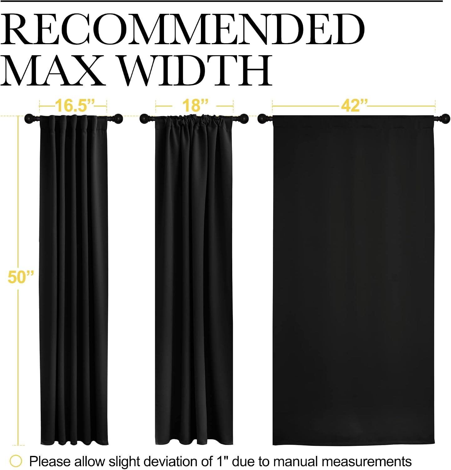NICETOWN Halloween Blackout Curtains Window Panel Drapes - (Black Color) W42 x L50, Double Panels, Home Decoration Light Blocking Thermal…