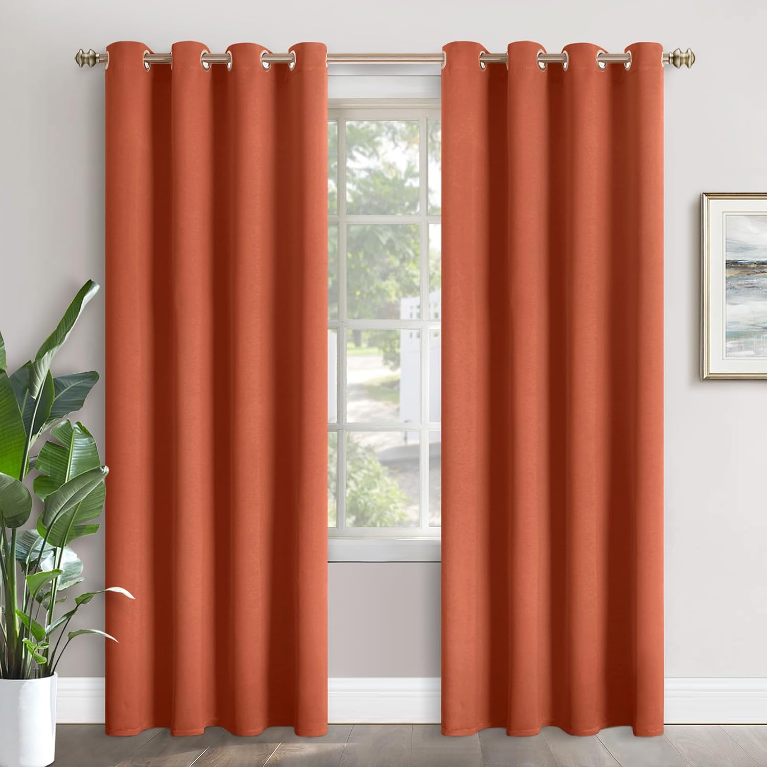 YoungsTex Terracotta Blackout Curtains 84 Inches Length for Living Room - Burnt Orange Thermal Insulated Drapes with Grommet Room Darkening…