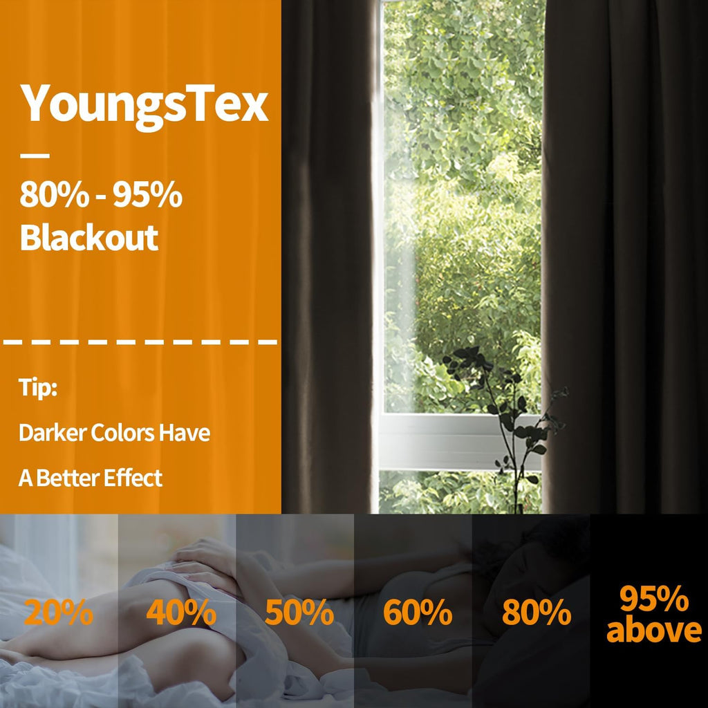YoungsTex Blackout Curtains for Bedroom 72 Inches Length - Grommmet Room Darkening Curtains Thermal Insulated Window Drapes for Living Room…