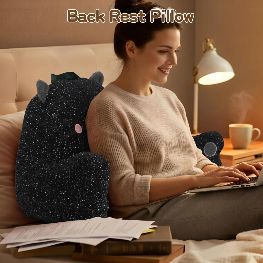 Ajicong Reading Pillow for Sitting in Bed Couch Teens/Adult, Back Rest Pillow for Sitting Up in Bed with Shredded Memory Foam, Includes Arm…