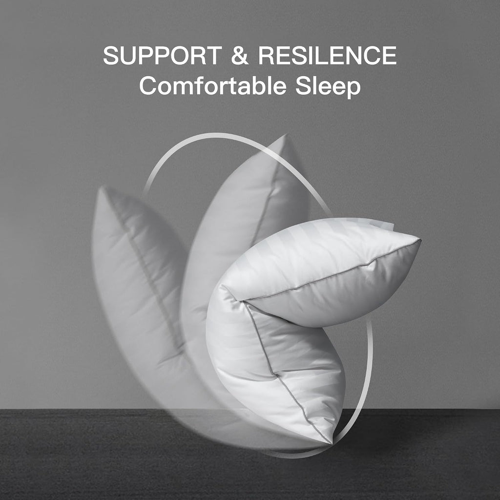 Hotel Grand Luxury Feather Down Pillows Standard Size Set of 2 Pack Hypoallergenic Medium Firm Pillows 100% Cotton Breathable Sleeping…