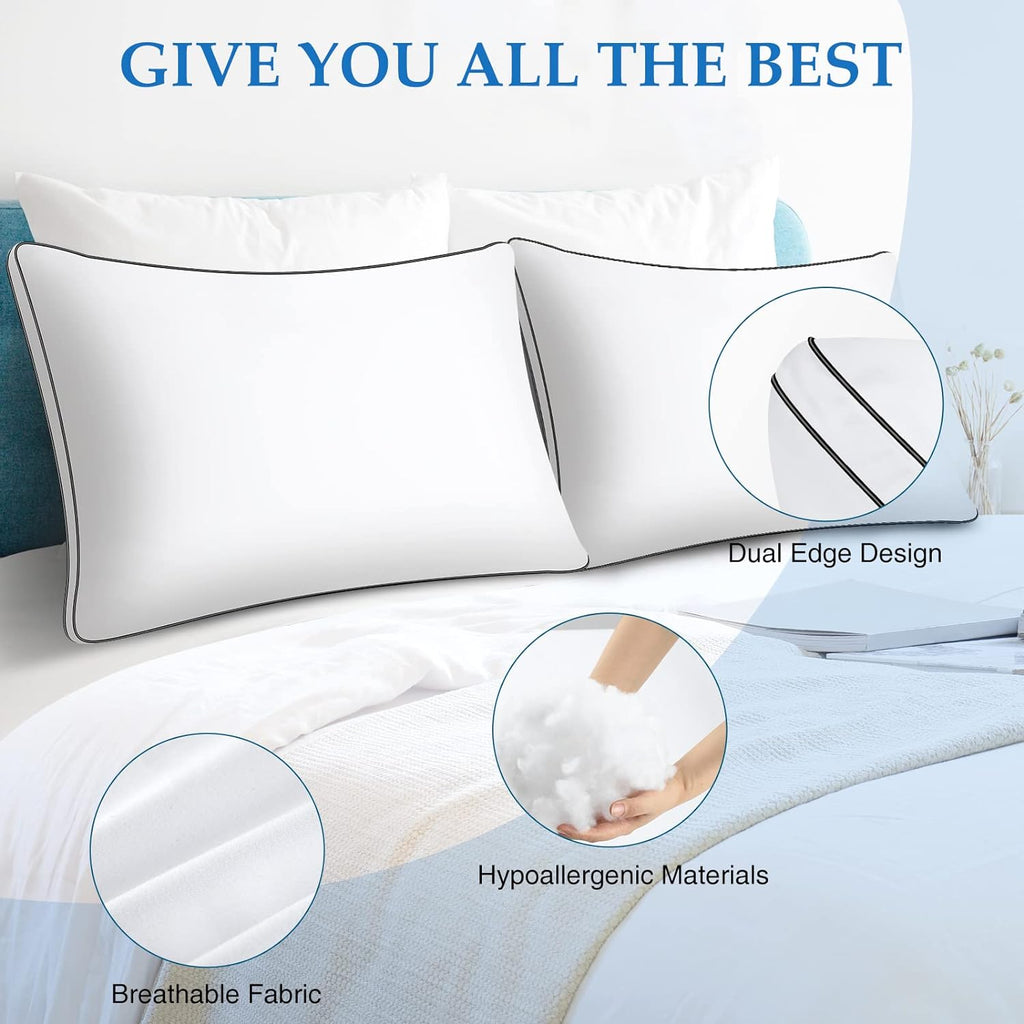DolceLuna Pillows Queen Size Set of 2, Bed Pillows for Sleeping 2 Pack, Queen Pillows Down Alternative Hotel Luxury Pillow for Side and Bac…