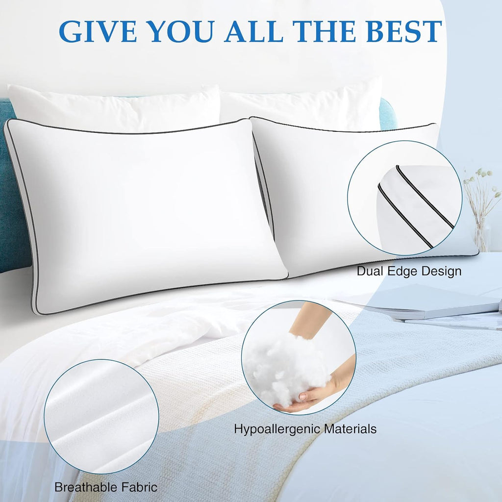 DolceLuna Pillows King Size Set of 2, Bed Pillow 2 Pack for Side & Back Sleepers, Hotel Quality Down Alternative Gusseted King Pillow for S…