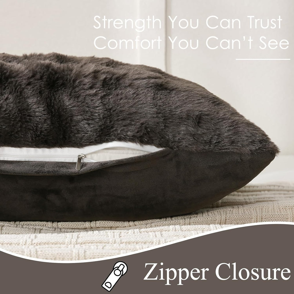 Chumerry Dark Brown Fluffy Body Pillow Cover Faux Fur Pillowcase Extra Soft Fuzzy Plush Long Pillow Cover Coffee Shaggy Body Pillow Case fo…