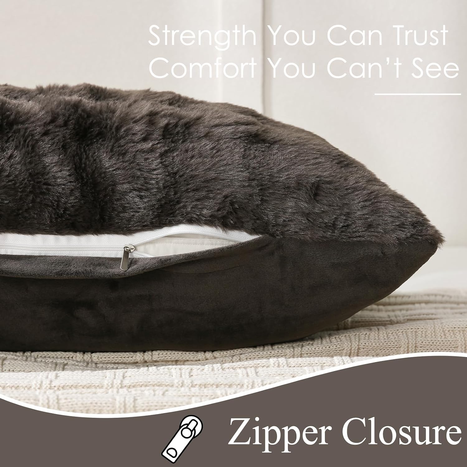Chumerry Dark Brown Fluffy Body Pillow Cover Faux Fur Pillowcase Extra Soft Fuzzy Plush Long Pillow Cover Coffee Shaggy Body Pillow Case fo…