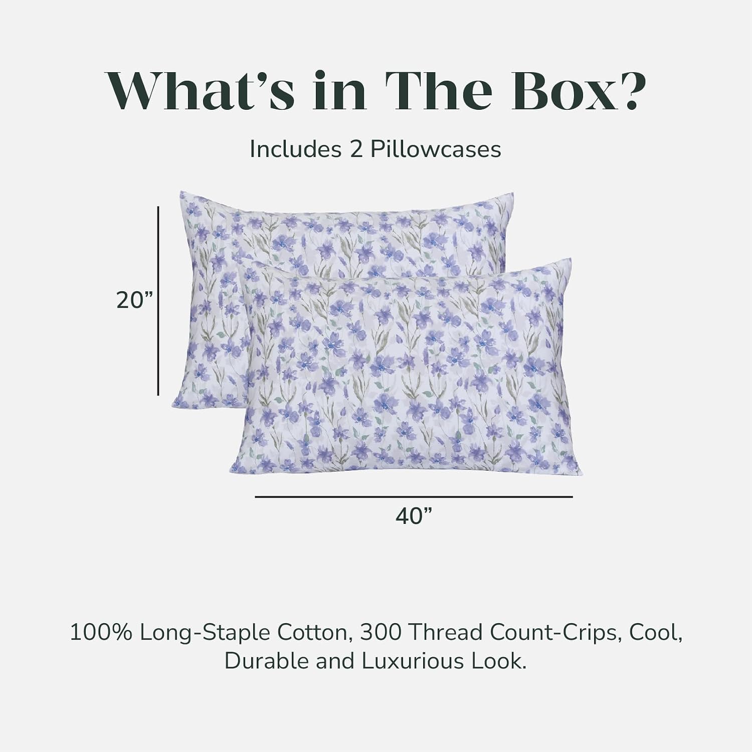 Feather & Stitch 300 TC 100% Cotton King Size Pillowcases 2 piece, Ultra Soft Set of 2 Sateen Weave Pillow Covers with Envelope Closure…