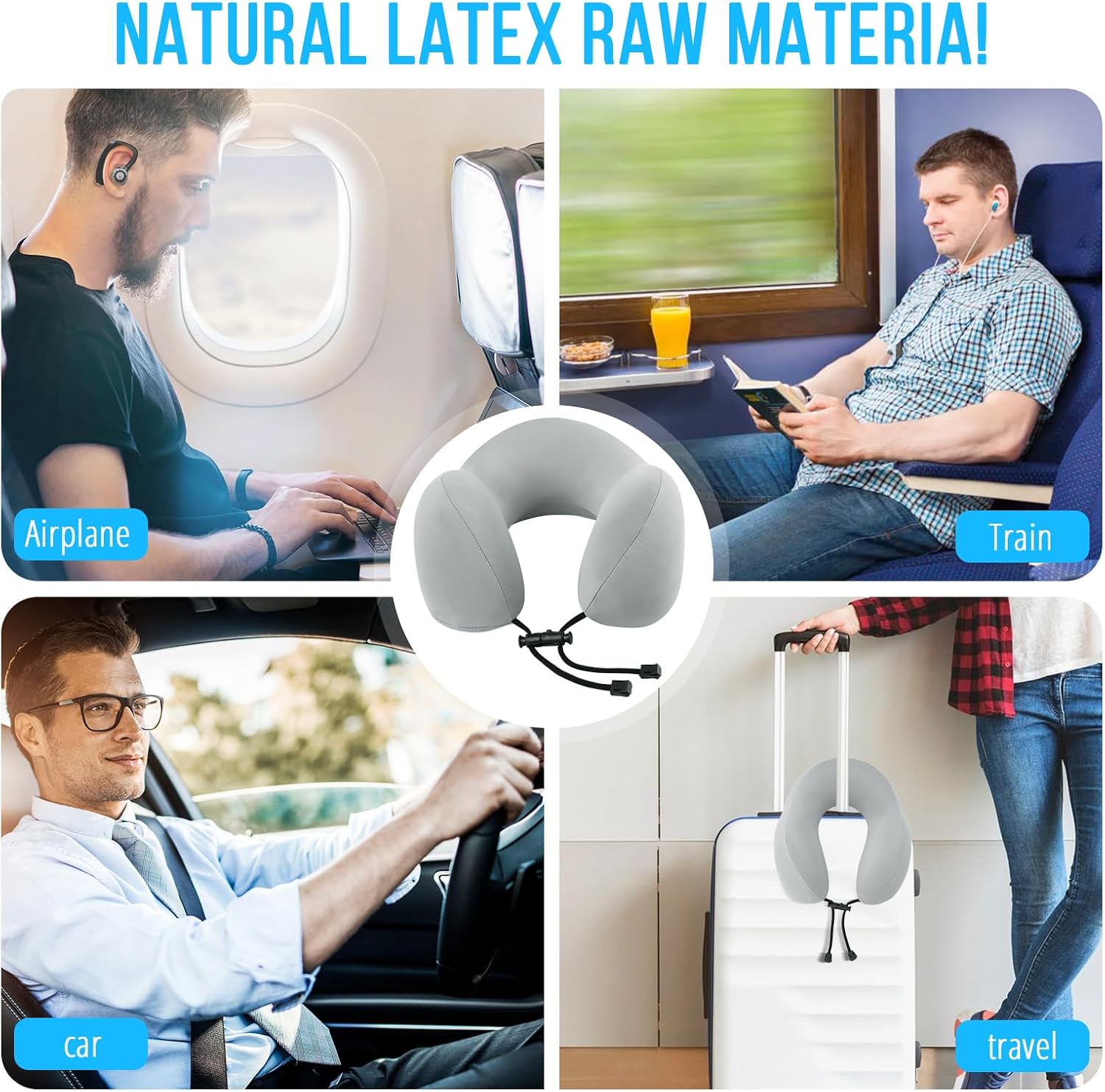 Travel Pillow, Natural Latex Neck Pillow, Comfortable Airplane Travel Pillow, Supports Head and Neck, Essential for Long Distance Travel…