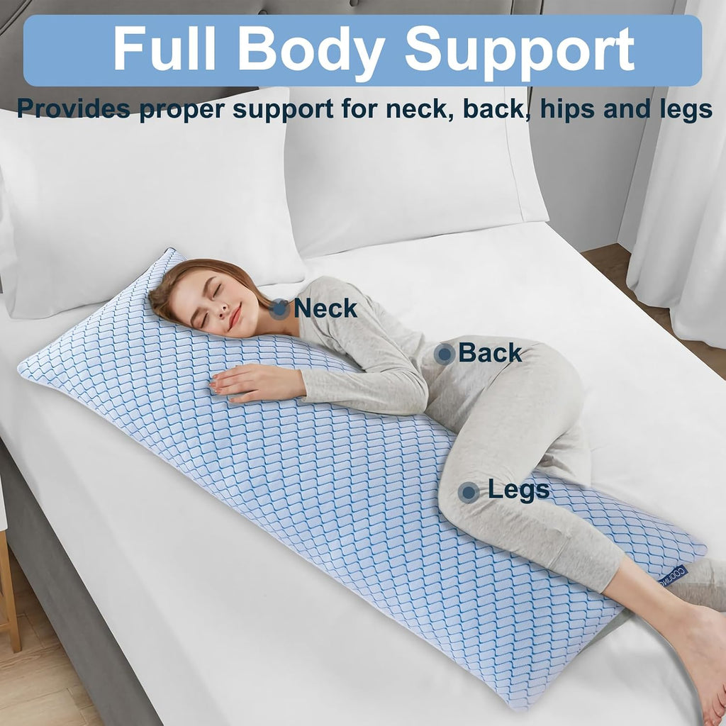 Gehannah Body Pillow for Adults - Shredded Memory Foam & Zippered Cooling Cover - Long Pillow for Sleeping - Bed Pillows for Side Sleeper W…