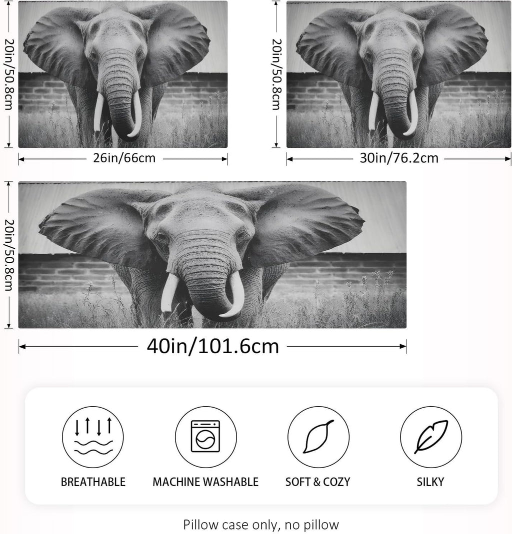 Blueangle Elephant Satin Pillowcase for Hair and Skin Silk Pillowcase, Queen Size(20x30 inches) - Satin Pillow Covers with Envelope Closure