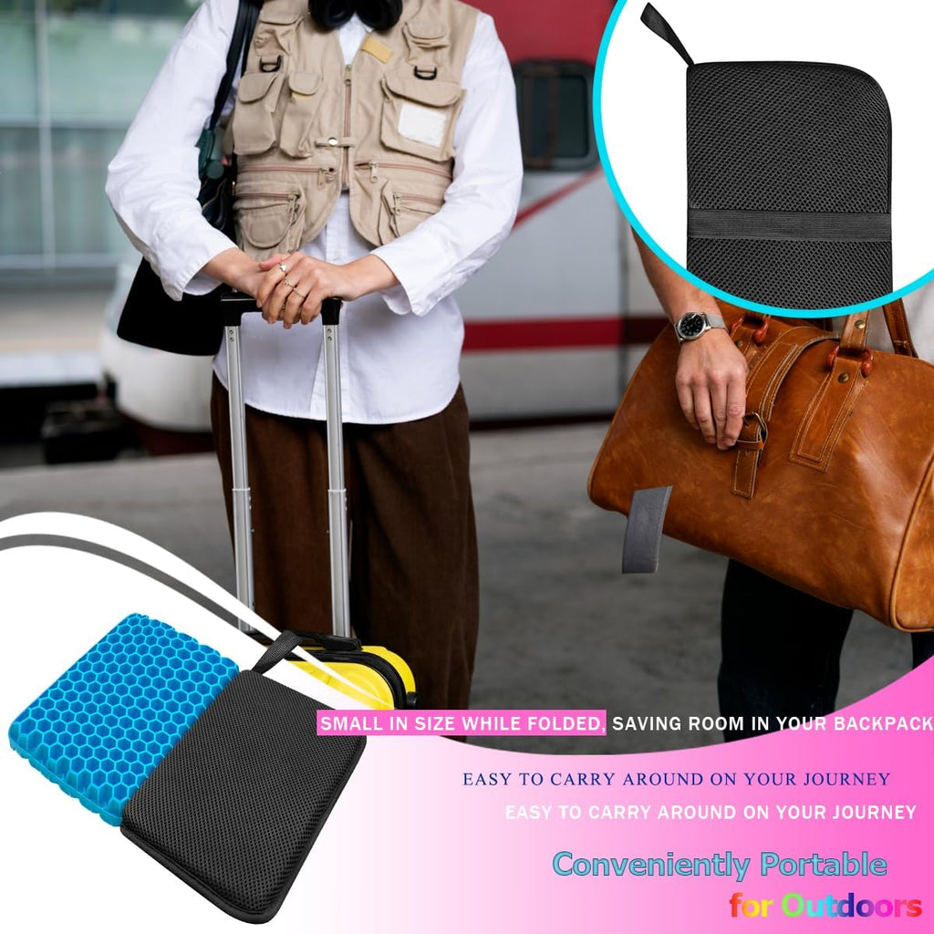 masteymoh Foldable Seat Cushion (15.7" x 11.8") Portable Gel Seat Cushion for Travel with Honeycomb Design, Portable Travel Cushion for…