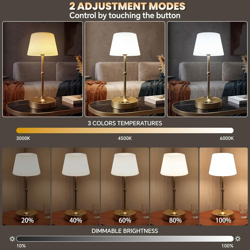 Rechargeable Cordless Table Lamp - Built-in Rechargeable Battery Operated Lamp, Touch Control Stepless Dimming, for Bedside Night Lamp…