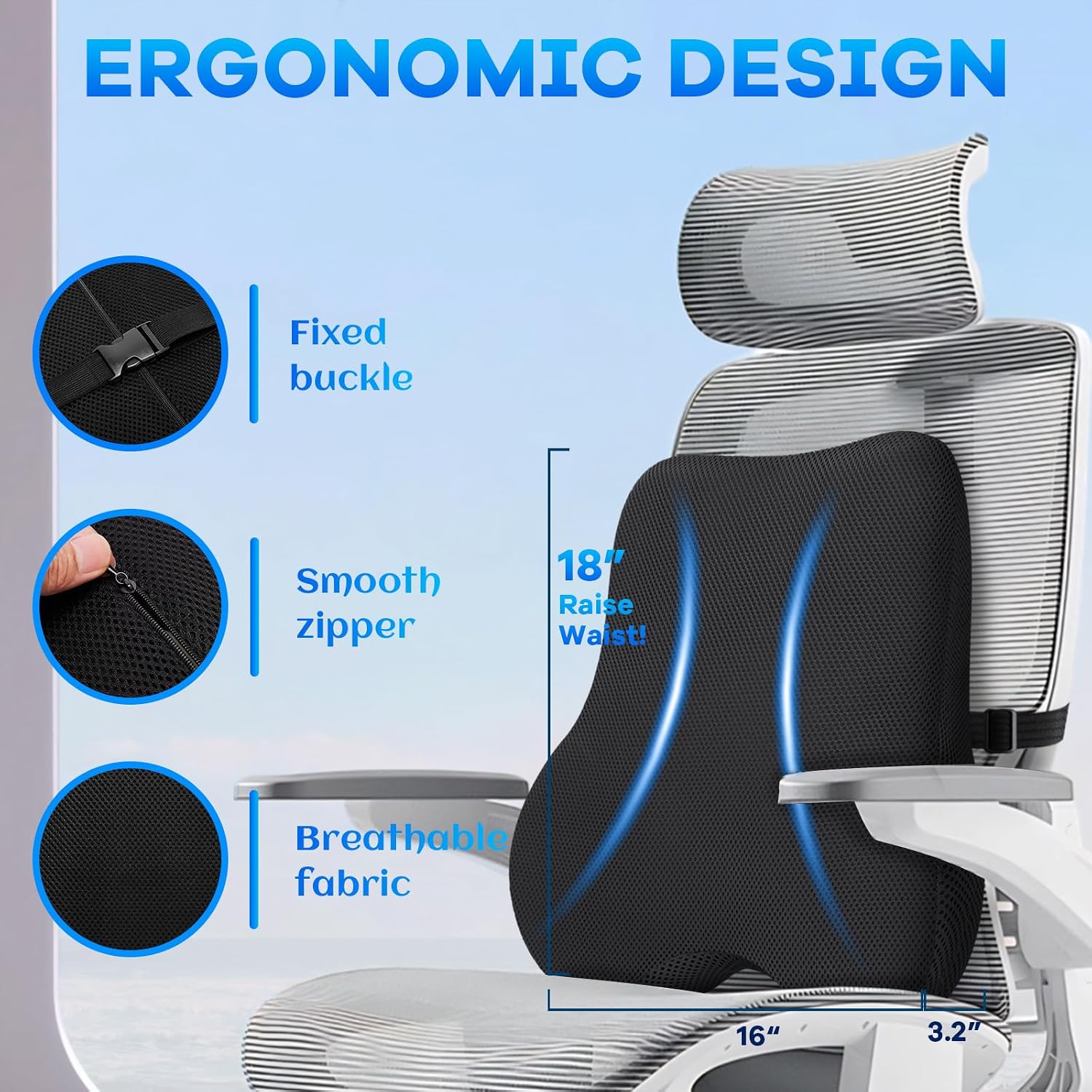 Watshyon Gel Seat Cushion & Lumbar Support Pillow Set, Cooling Memory Foam for Tailbone & Sciatica, Ergonomic Office Chair Cushion…