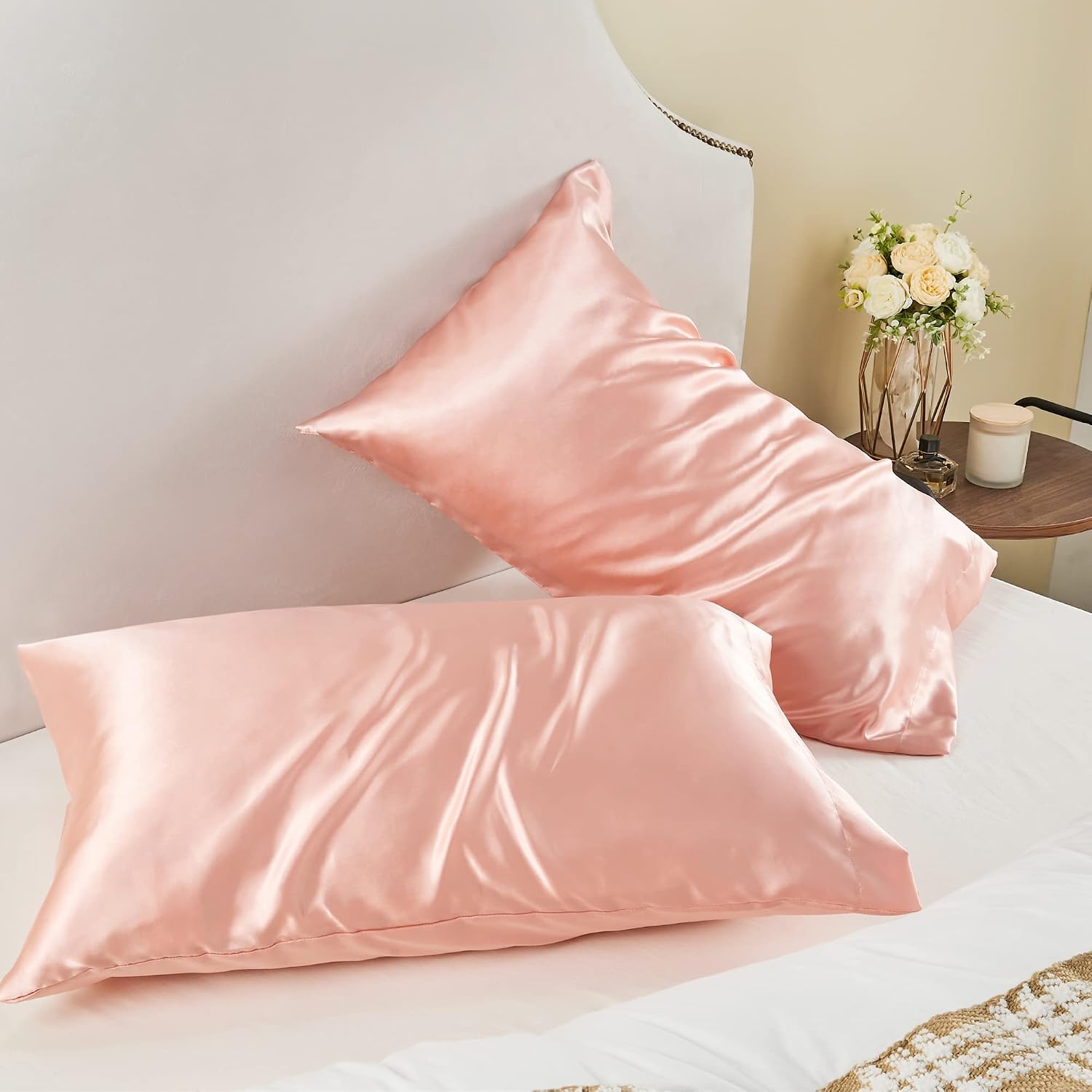 Bedelite Satin Pillowcase for Hair and Skin, Super Soft and Cooling Similar to Silk Pillow Cases 2 Pack with Envelope Closure, Gift for Wom…