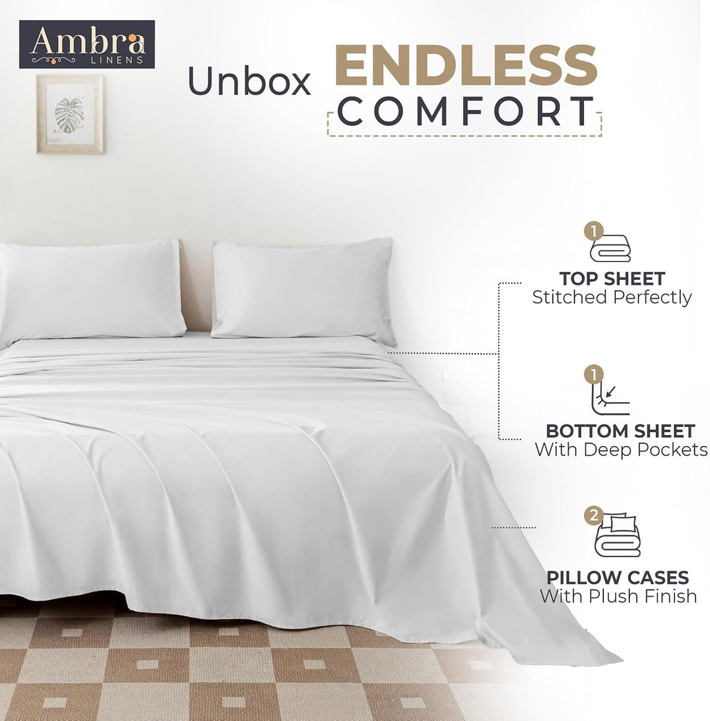Ambra Linens 100% Organic Cotton Sheets - 3 PC Twin XL Sheet Sets - Soft, Comfy, Breathable & Cooling Bedding Set - Deep Pockets, Easy-Fit,…