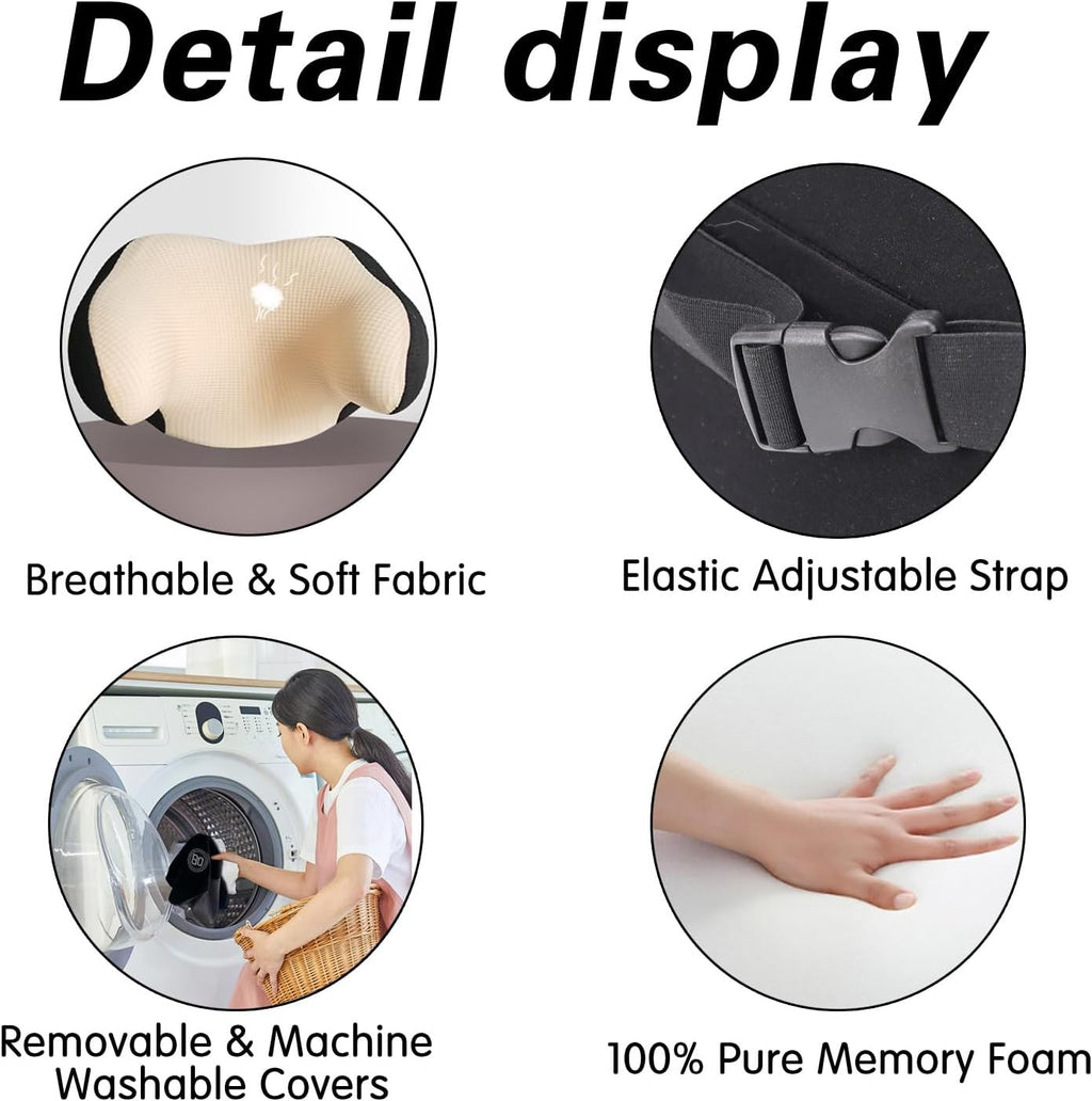 Really Helpful Car Headrest Pillow, Car Neck Pillow for Sleeping with Adjustable Strap, 100% Memory Foam & Breathable Removable Cover…