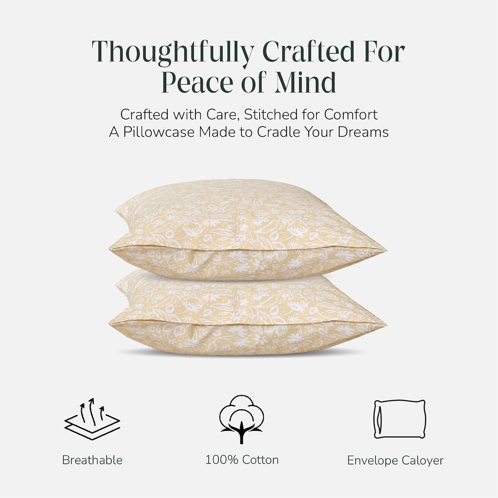 FEATHER & STITCH NEW YORK 100% Cotton 2 Piece Queen Pillowcases, 300TC Ultra-Soft Pillowcases with Envelope Closure, Wrinkle-Fade-Stain…