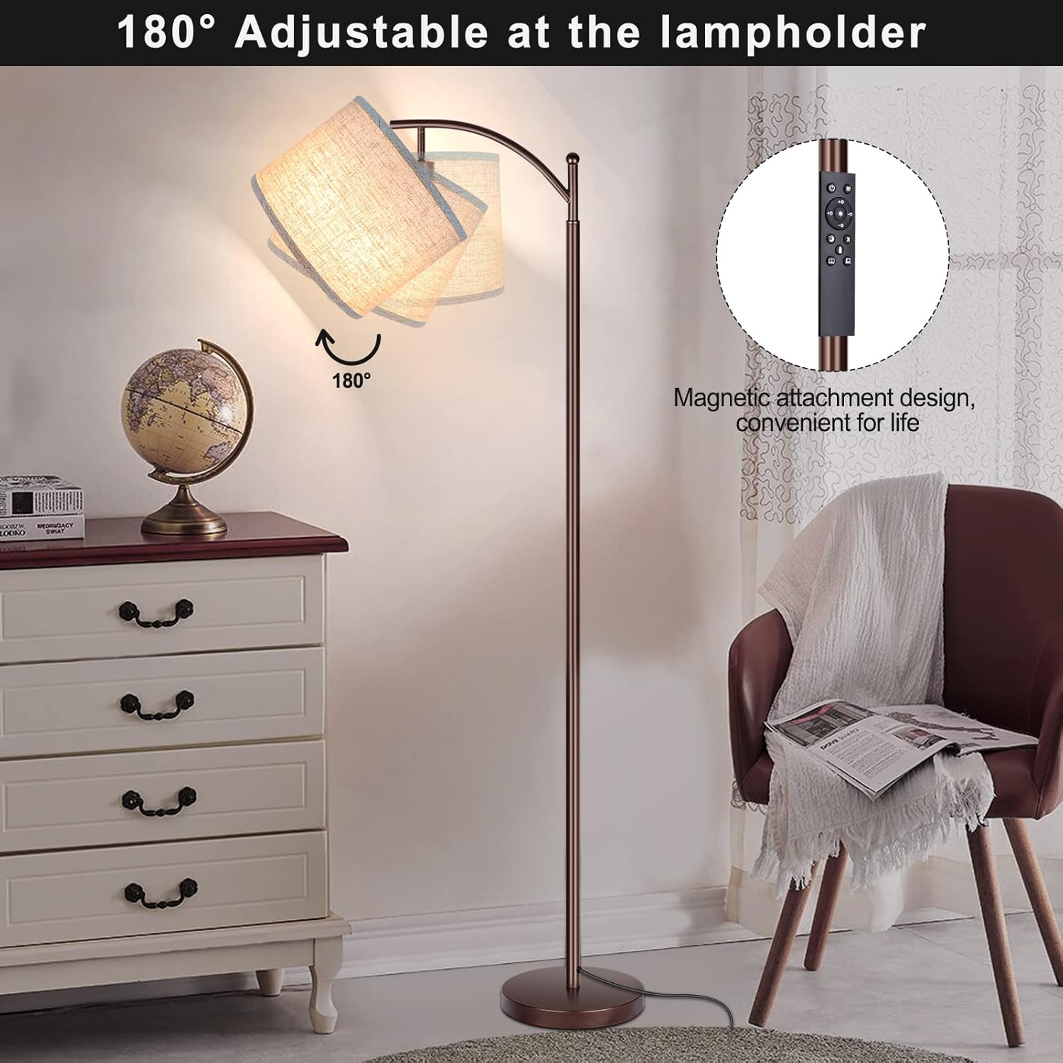 Floor Lamp for Living Room, 4 Color Temperature LED Floor Lamp with Remote Control & Foot Switch, LED Bulb Included, Modern Standing Lamp…