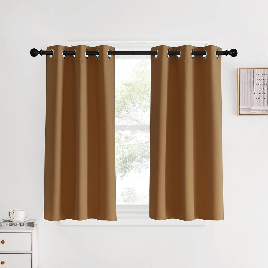 NICETOWN Window Curtains Blackout Drapes, 1 Pair, 34 by 40-inch, Gold Brown, Thermal Insulated Decorative Blackout Curtains/Draperies for…