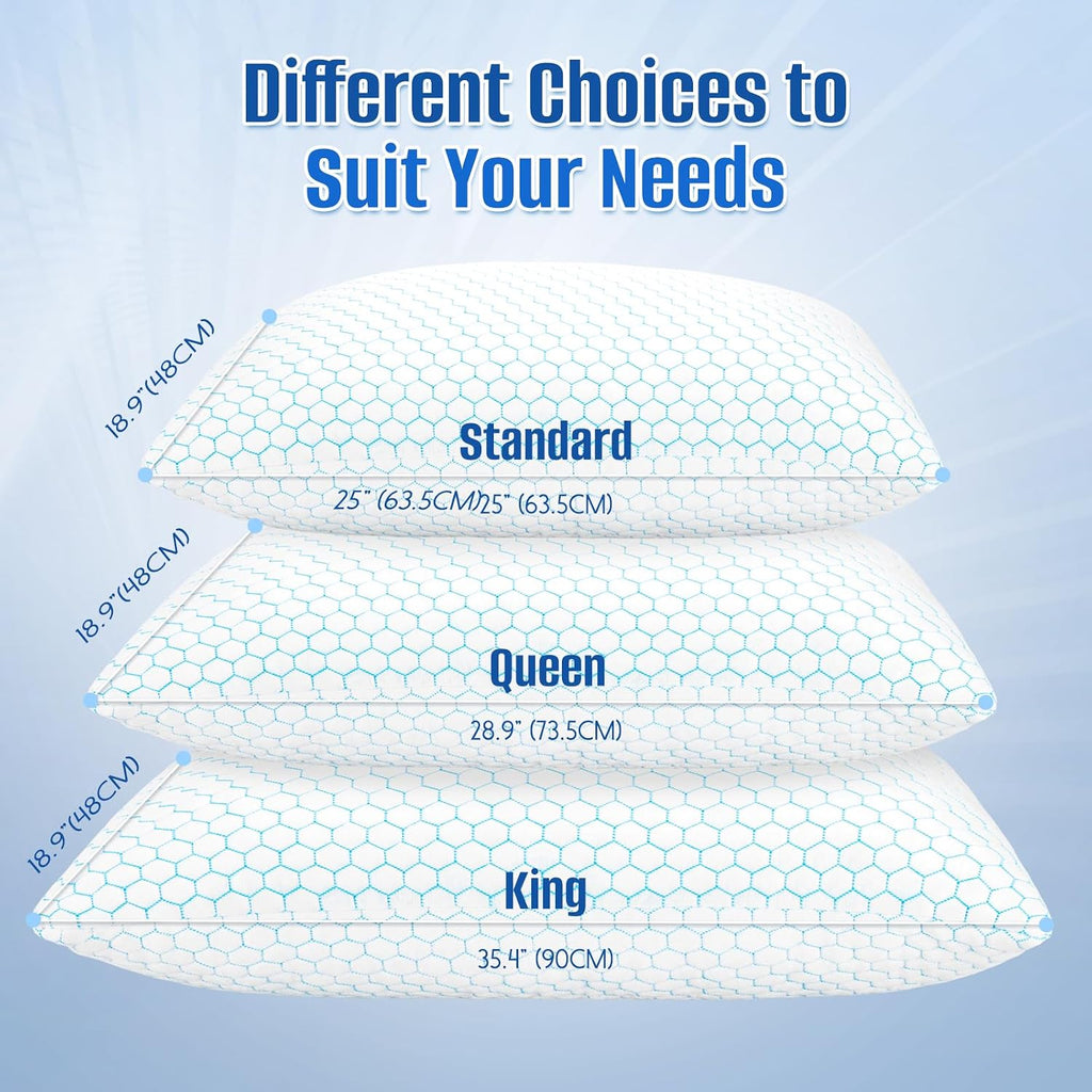 CushyOasis Shredded Memory Foam Pillow for Sleeping, Cooling Bed Pillows Set of 2, Adjustable Pillows for Side, Back, Stomach Sleepers with…