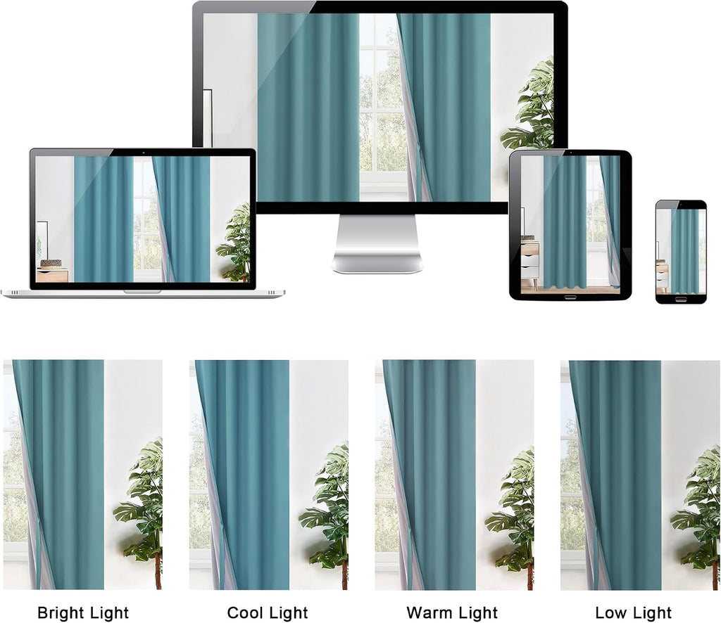 Xwzo 100% Blackout Curtains - Thermal Insulated Black Liner Curtains, Noise Reducing and Heat Blocking Drapes for Hall and Studio Windows w…