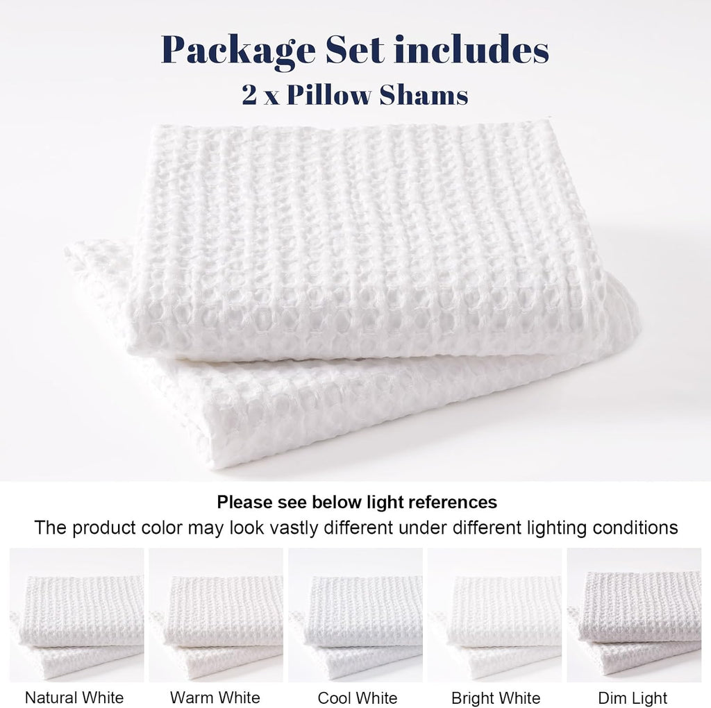 Phf Ultra Soft Waffle Weave Pillow Shams Standard Size, No Insert, 2 Pack 20" x 26" Pillowcases, Breathable & Skin-Friendly Pillow Cases, St…