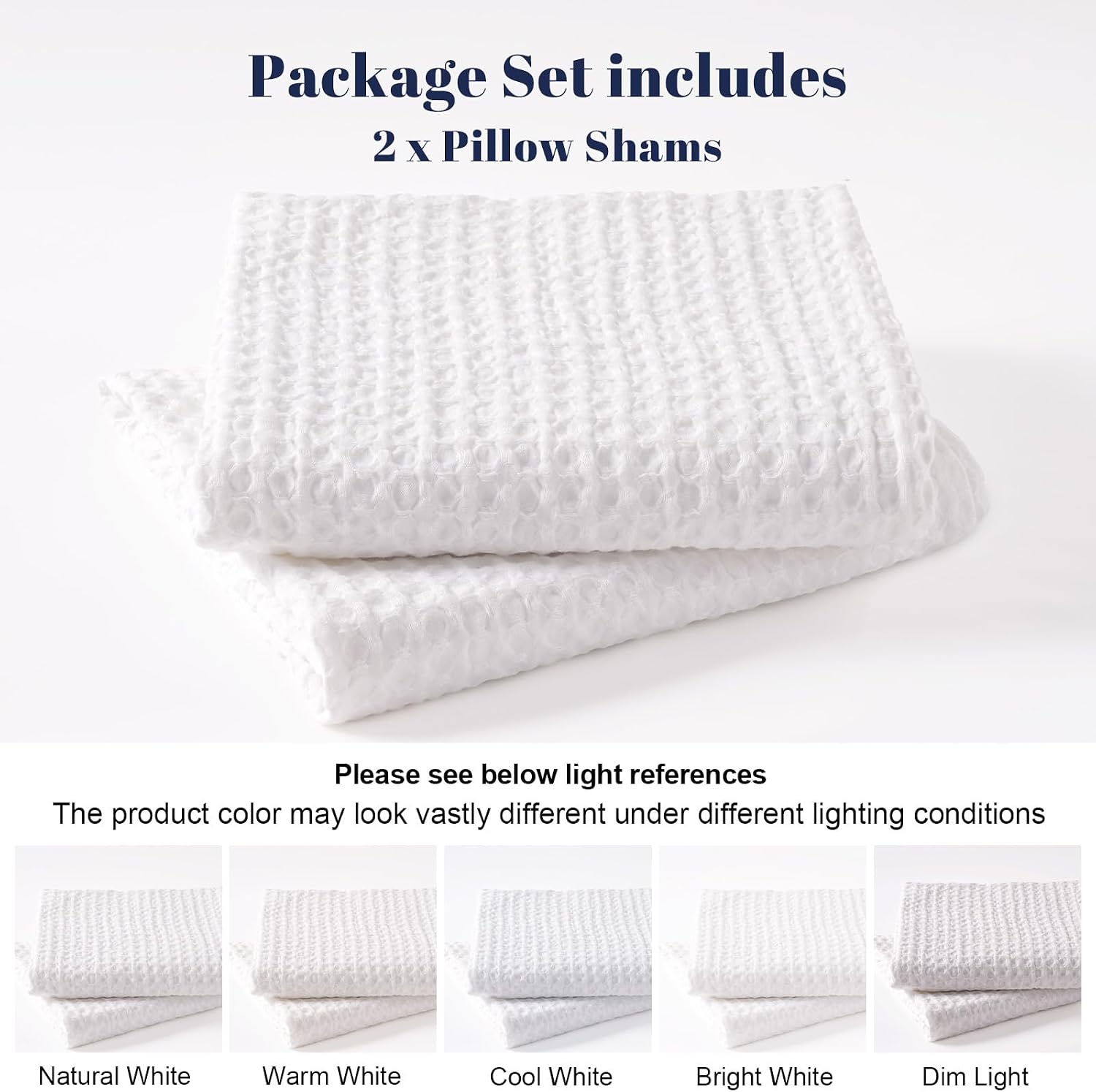 Phf Ultra Soft Waffle Weave Pillow Shams King Size, No Insert, 2 Pack 20" x 36" Pillowcases, Breathable & Skin-Friendly Pillow Cases, Stylis…
