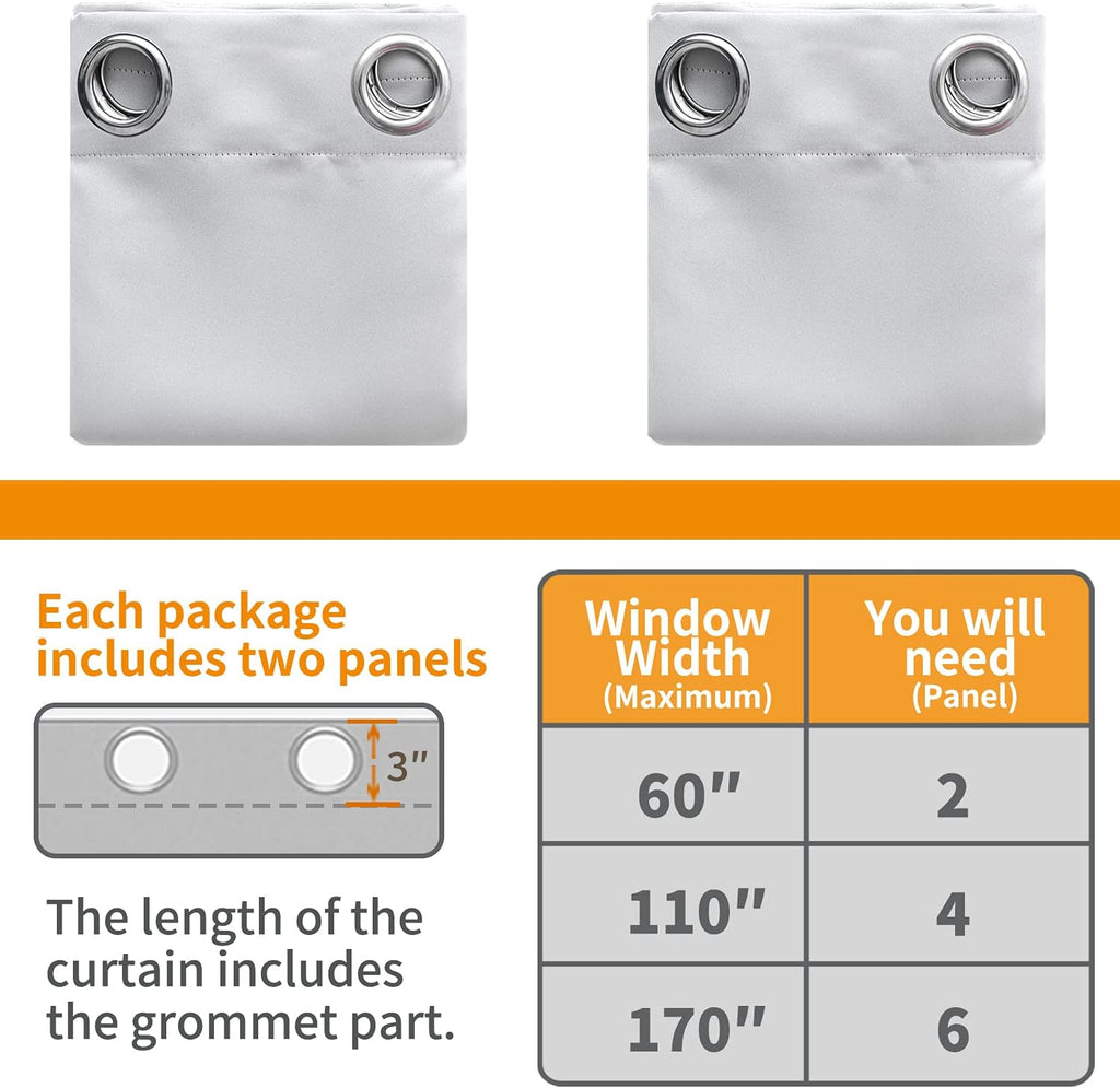 YoungsTex Blackout Curtains 48 Inches Length for Bedroom - Short Thermal Insulated Drapes with Grommet Room Darkening Privacy for Living Ro…