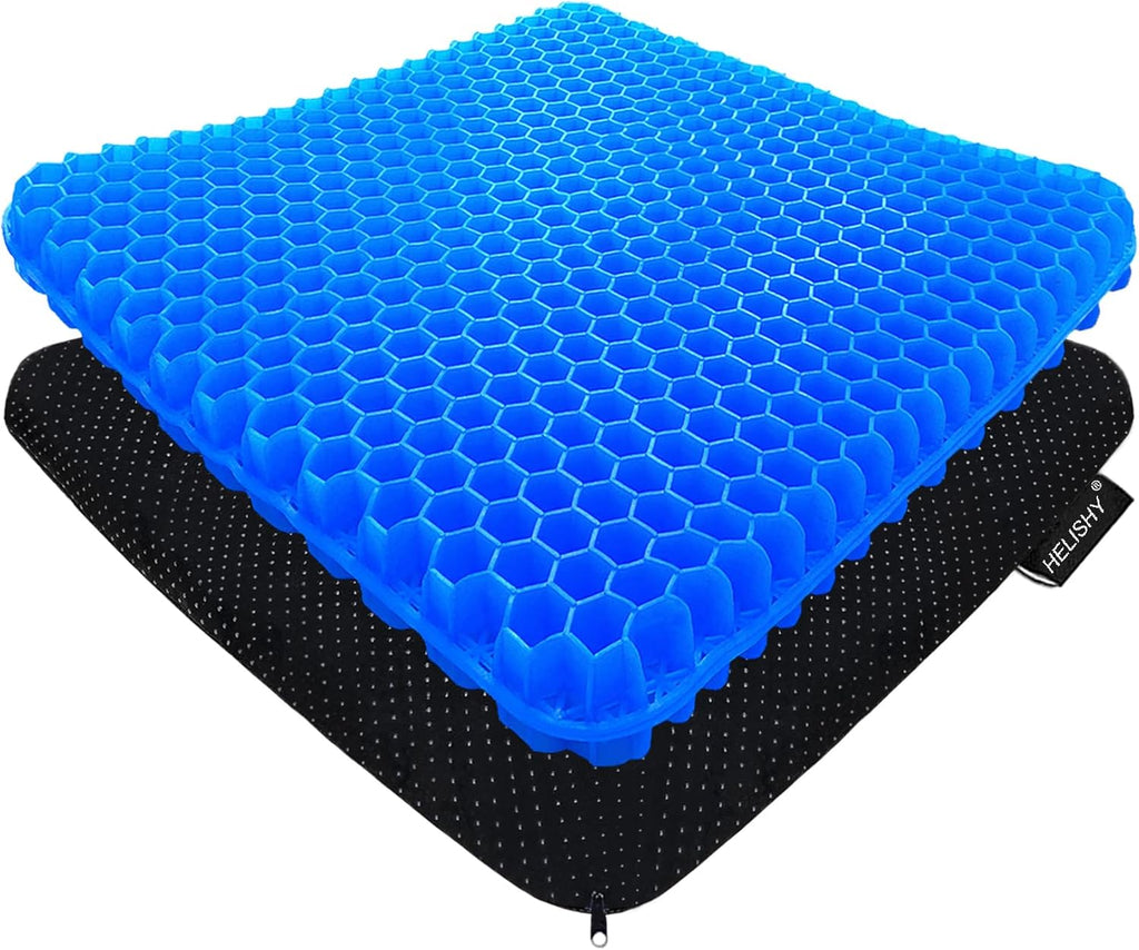 Helishy Gel Seat Cushion for Long Sitting - 1.65inch Double Thick Cooling Egg Cushion for Back, Hip, Sciatica, Coccyx, Tailbone - Office Ch…