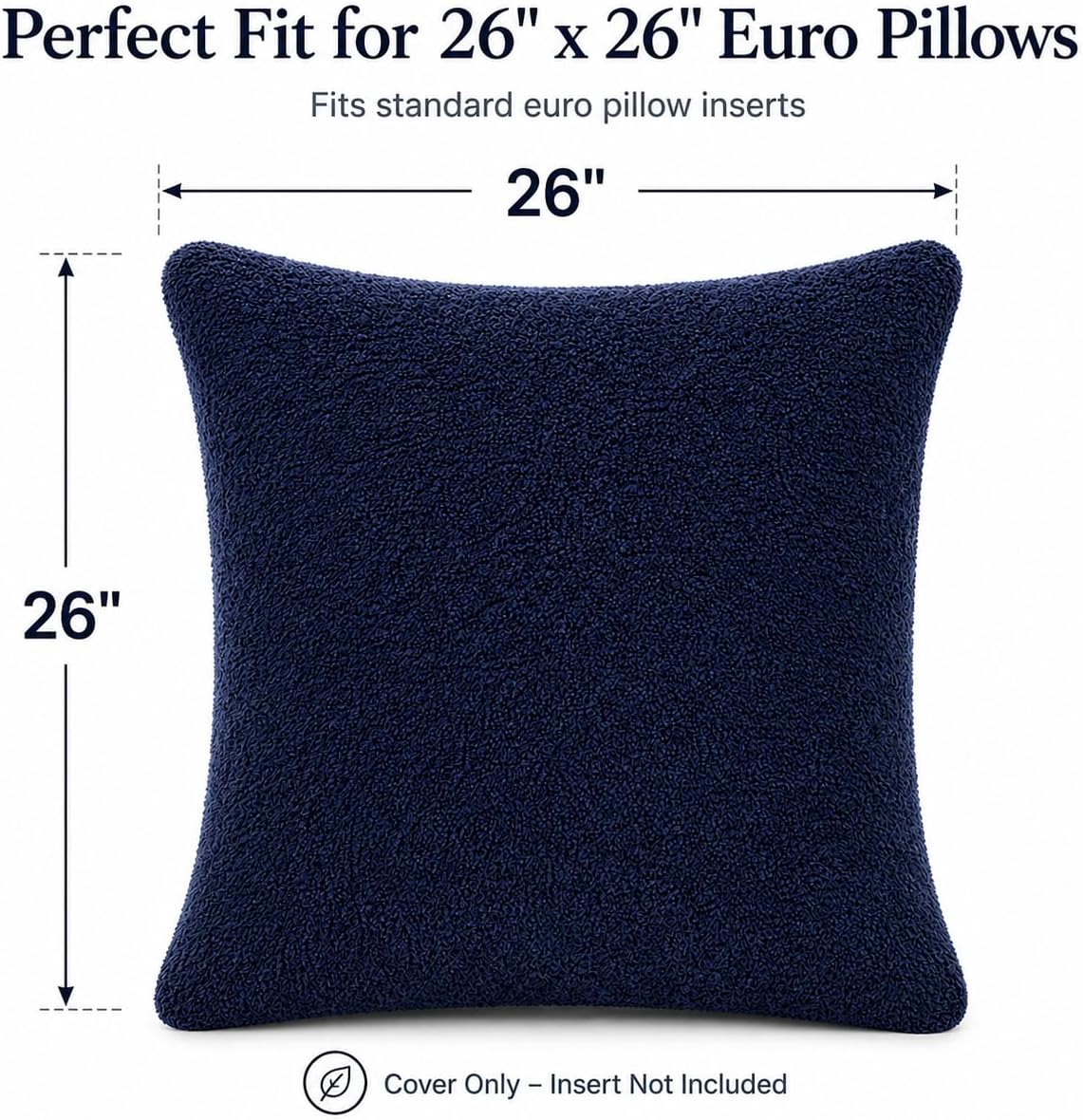 Reafort Sherpa Euro Sham Pillow Cover 26x26 Inch, Ultra Soft Plush Fluffy Decorative Throw Pillow Case with Hidden Zipper, Cozy Cushion…