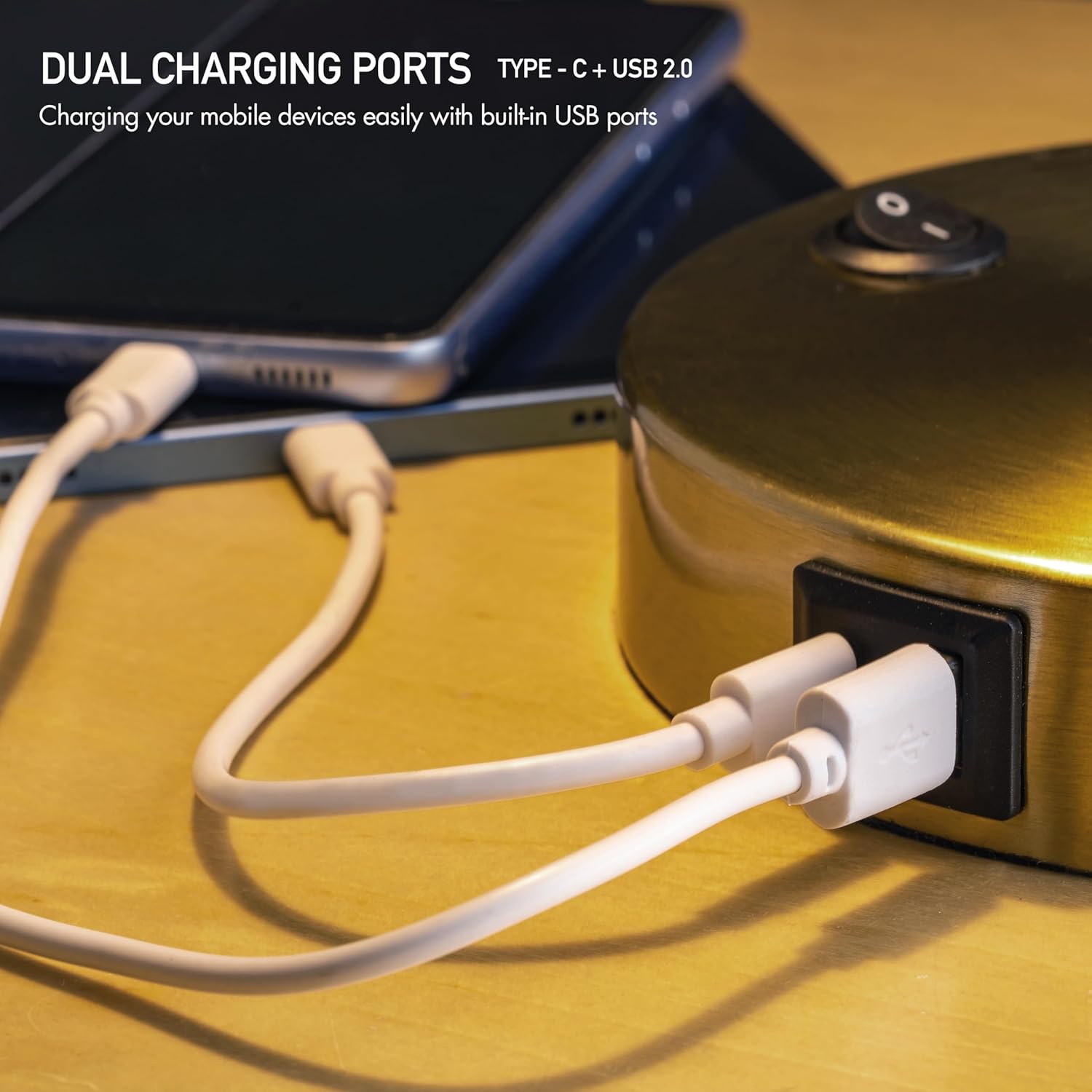 O'Bright Astrum - LED Desk Lamp with Dual USB Charging Ports, 100% Metal, 270 Degree Swivel Arms, Soft White Light (3000K), Bedside &…