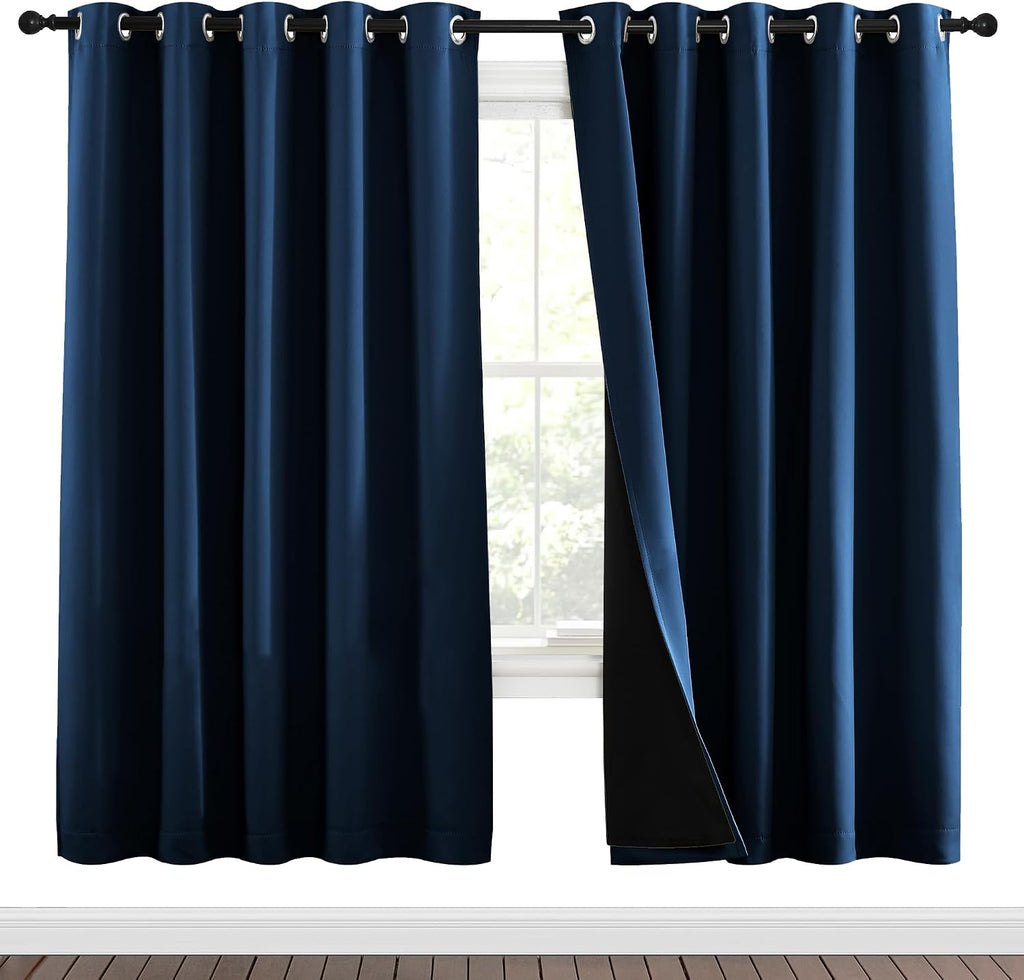 Nicetown Moroccan Blue Full Shade Curtain Panels, Pair of Energy Smart & Noise Blocking Out Blackout Drapes for Dining Room Window, Thermal…