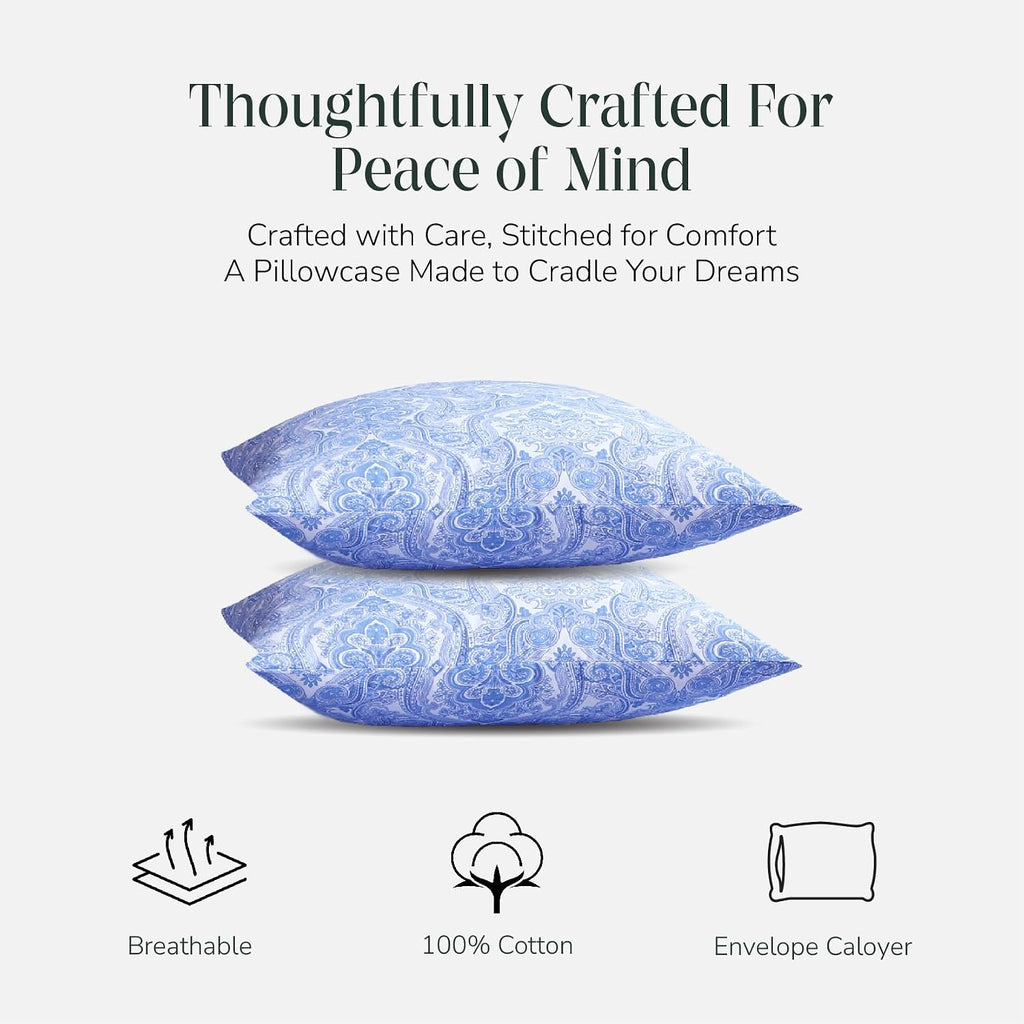 FEATHER & STITCH NEW YORK 100% Cotton 2 Piece King Pillow Cases, 300TC Ultra-Soft Pillowcases with Envelope Closure, Wrinkle- Fade- Stain…